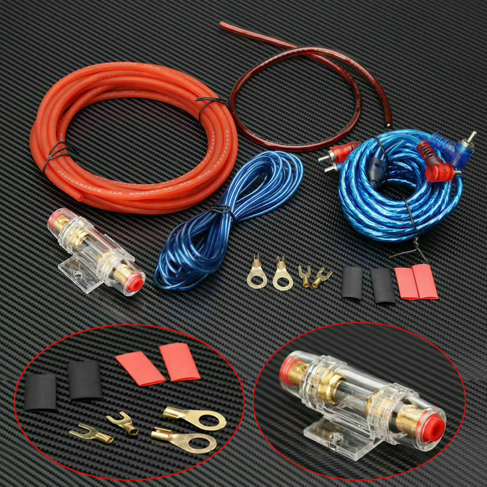 1500W Car Power Amplifier Wiring Kit Audio Subwoofer AMP RCA Power Cable Fuse Kit Car Audio Wire Wiring