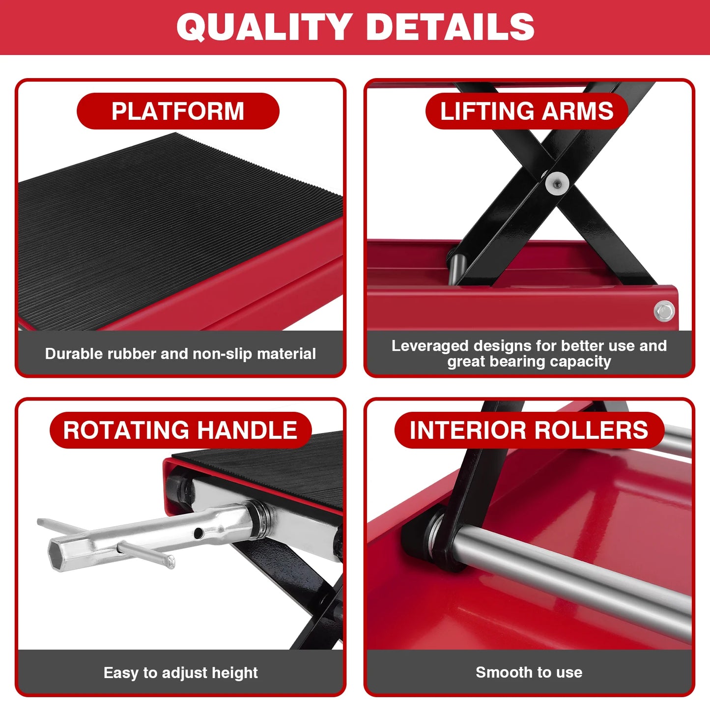 1100LBS Motorcycle Jack Center Scissor Lift Motorcycle Repair Lift Jack with Wide Deck&Handle,Heavy Duty Motorcycle Repair Tool