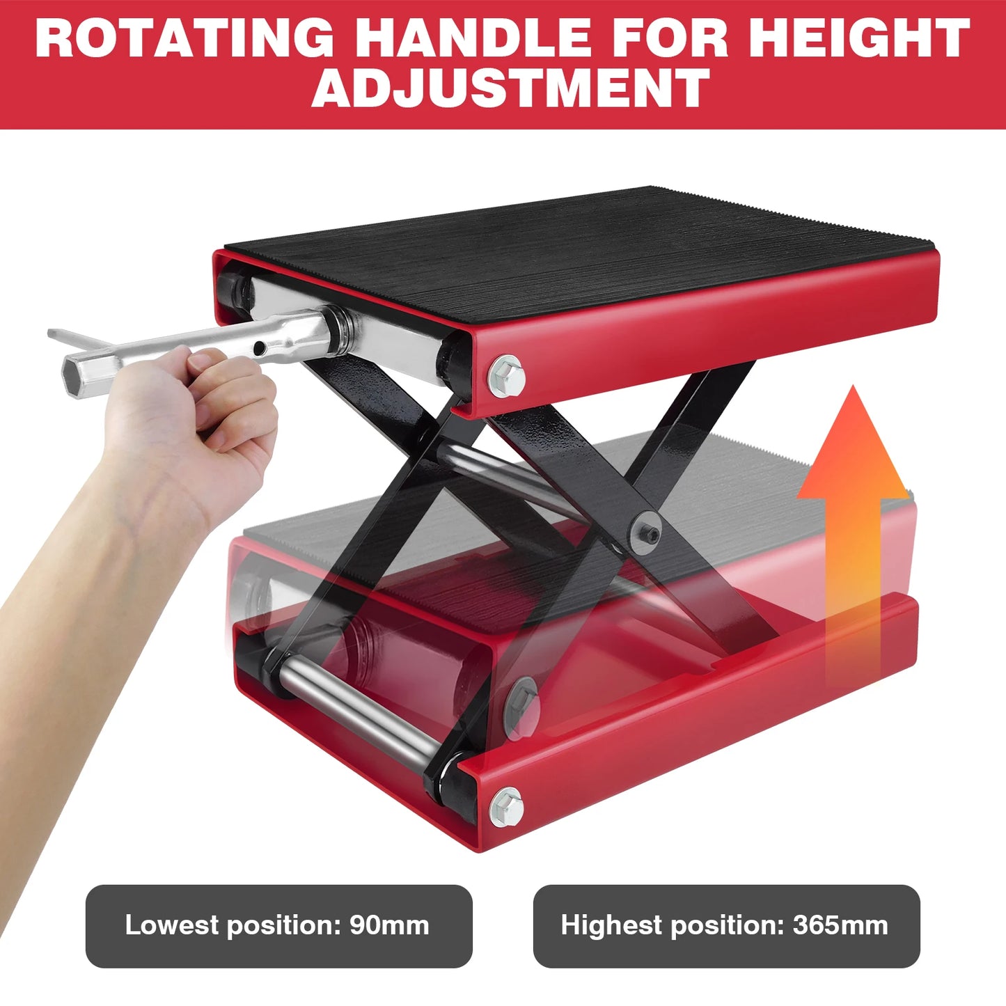 1100LBS Motorcycle Jack Center Scissor Lift Motorcycle Repair Lift Jack with Wide Deck&Handle,Heavy Duty Motorcycle Repair Tool