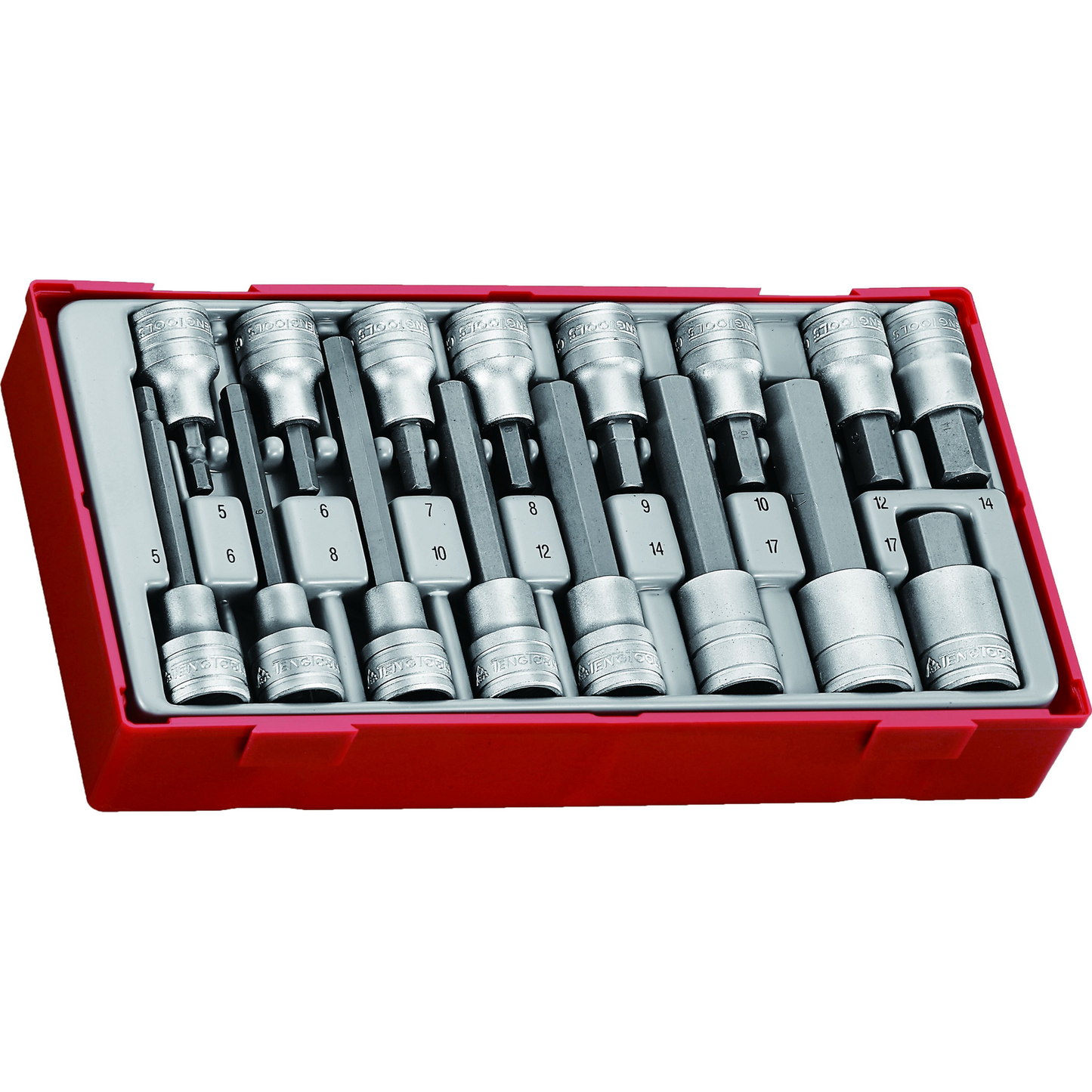 Teng Tools 16-elementowy zestaw grotów wymiennych typu imbus z chwytem kwadratowym 1/2" Teng Tools TTHEX16 (237660105) (237660105)