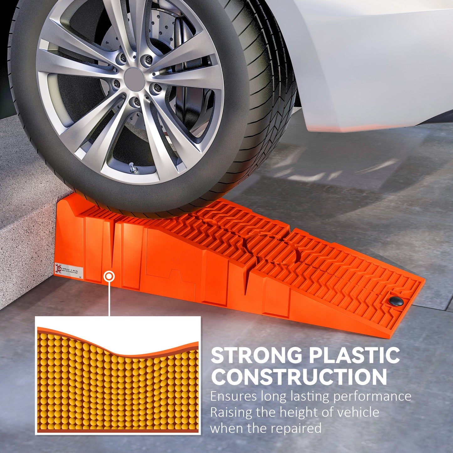DURHAND Heavy Duty 5 Ton Plastic Garage Workshop Car Service Ramp Lifting Automotive Vehicle Portable in Orange