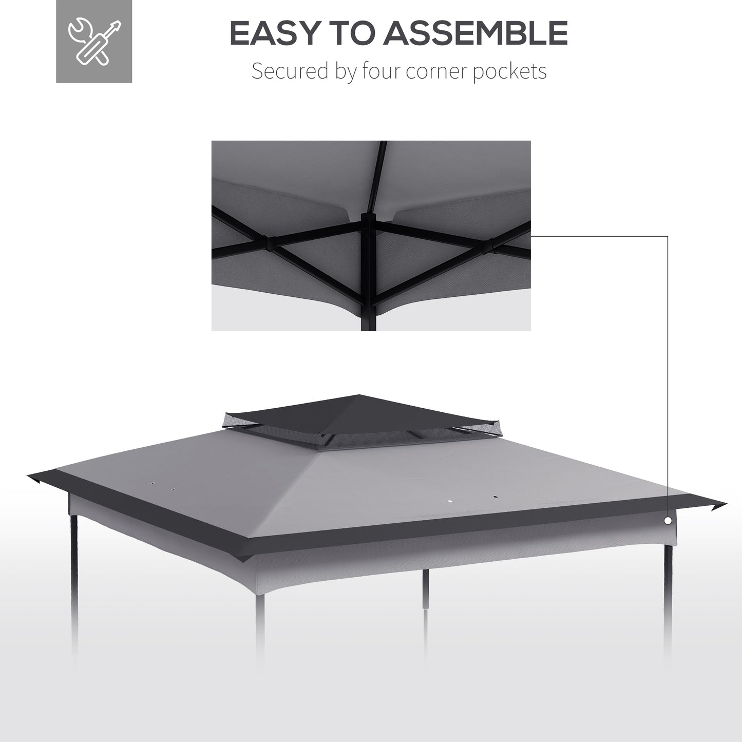 3.25Mx3.25M Pop up Gazebo Roof Replacement, 30+ UV Protection