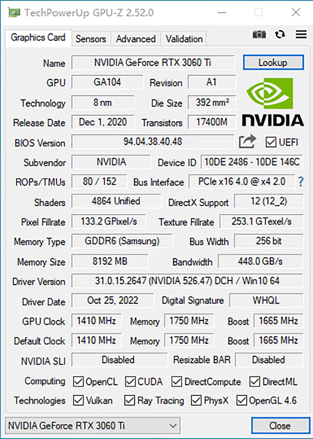 RTX 3060Ti 8GB Graphics Card GDDR6 256Bit PCI Express 4.0 ×16 8Pin NVIDIA GPU Rtx 3060Ti Gaming Video Card Placa De Video