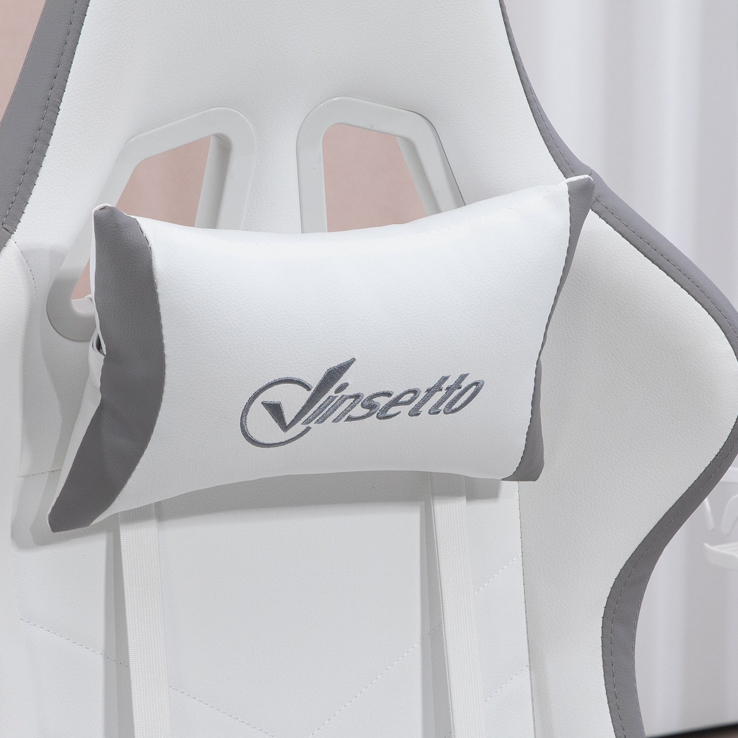 Racing Gaming Chair, Reclining PU Leather Computer Chair w/ 360 Degree Swivel Seat, Footrest, Headrest & Lumber, White | Vinsetto-6