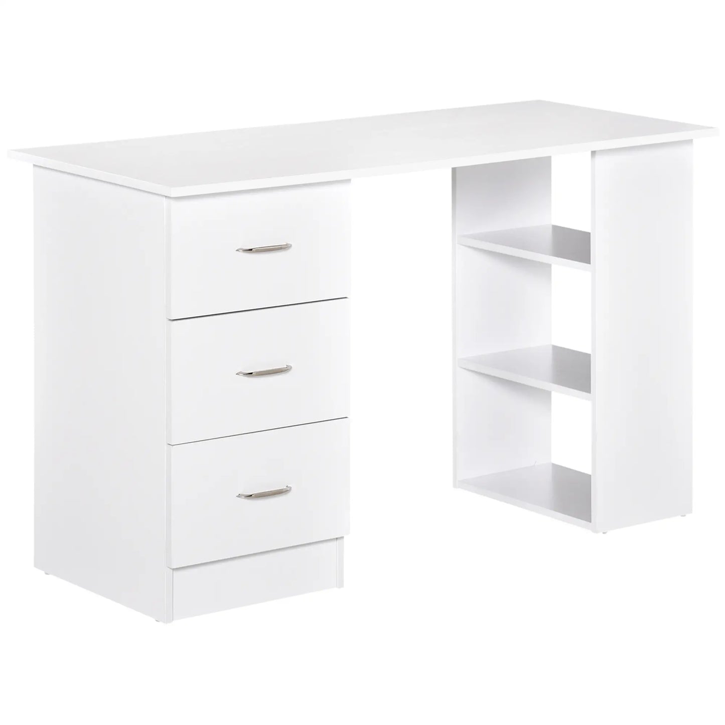 120cm Computer Desk Writing Table PC Workstation Study Laptop Stationery w/ 3 Shelf & Drawers White by HOMCOM-0