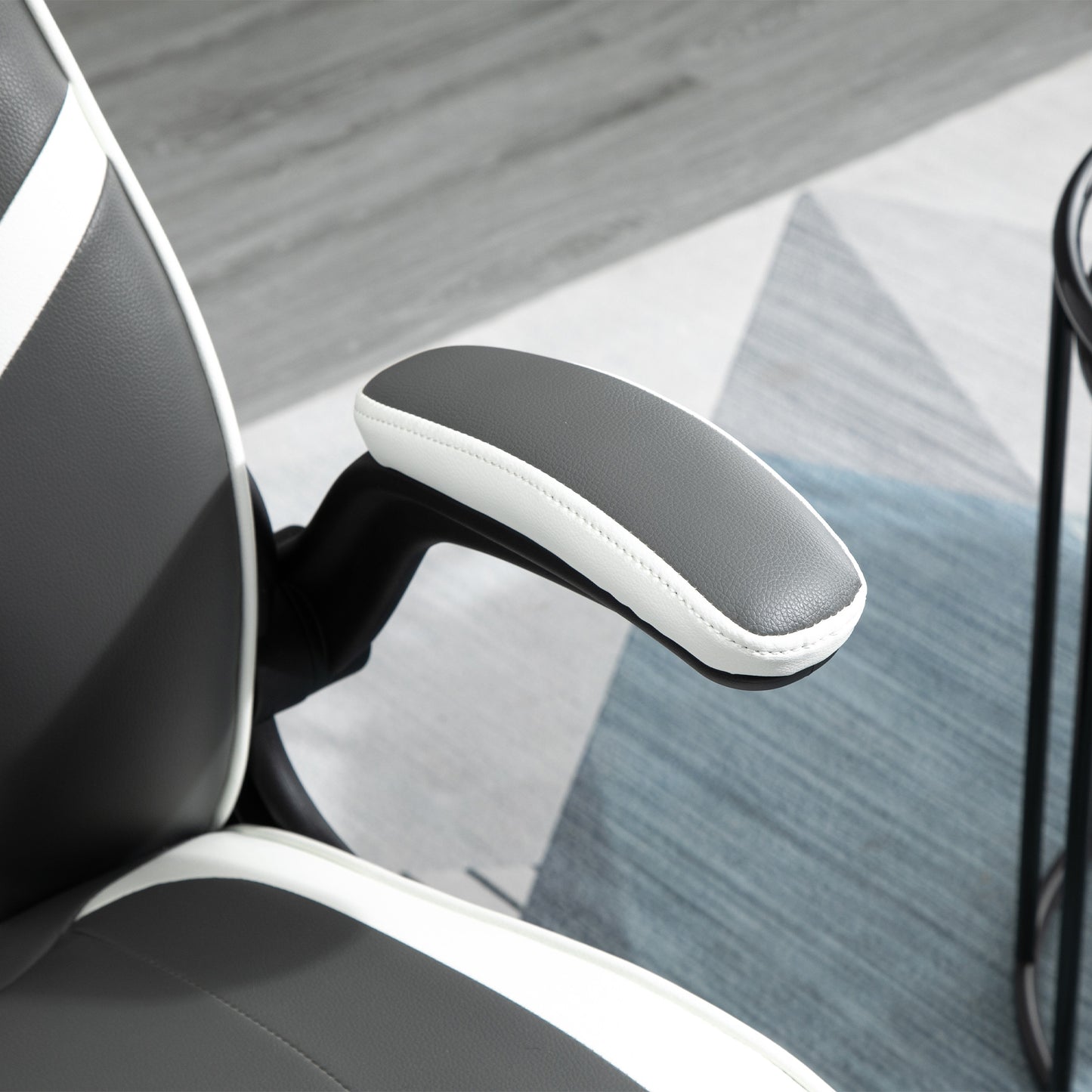 Grey Gaming Computer Desk Chair with Adjustable Height, Swivel Base, PVC Leather Swivel Chair by Vinsetto-5