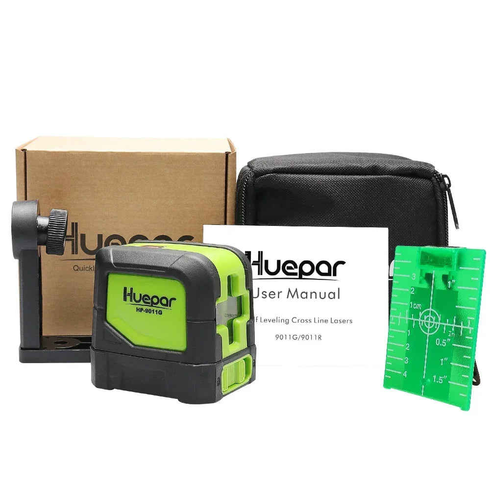 9011G 2 Lines Laser Level Self Levelling (4 Degrees) Green Beam Laser Horizontal & Vertical Cross-Line with Magnetic Base