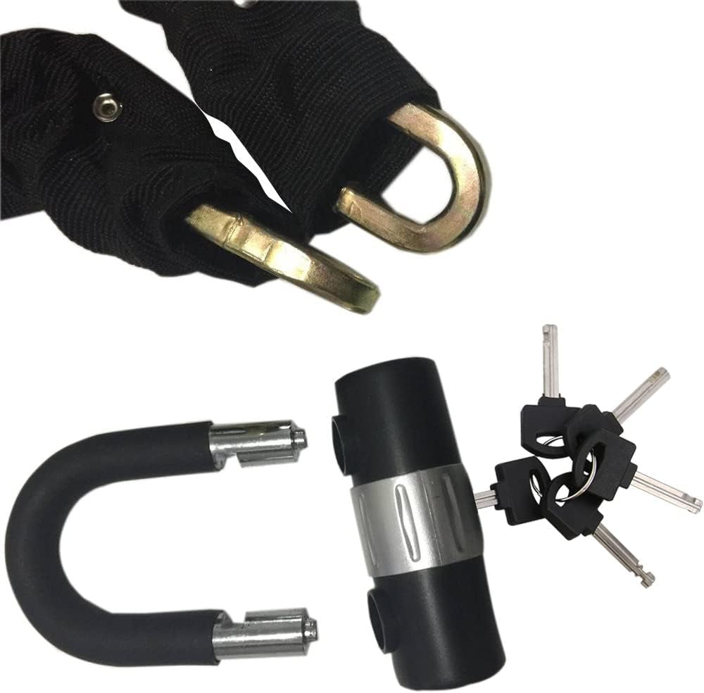 1.2M*10Mm 3KG Steel Motorcycle Chain Lock Padlock + 110Db Yellow Alarmed Motorbike Brake Disc Lock + 1.5M Cable