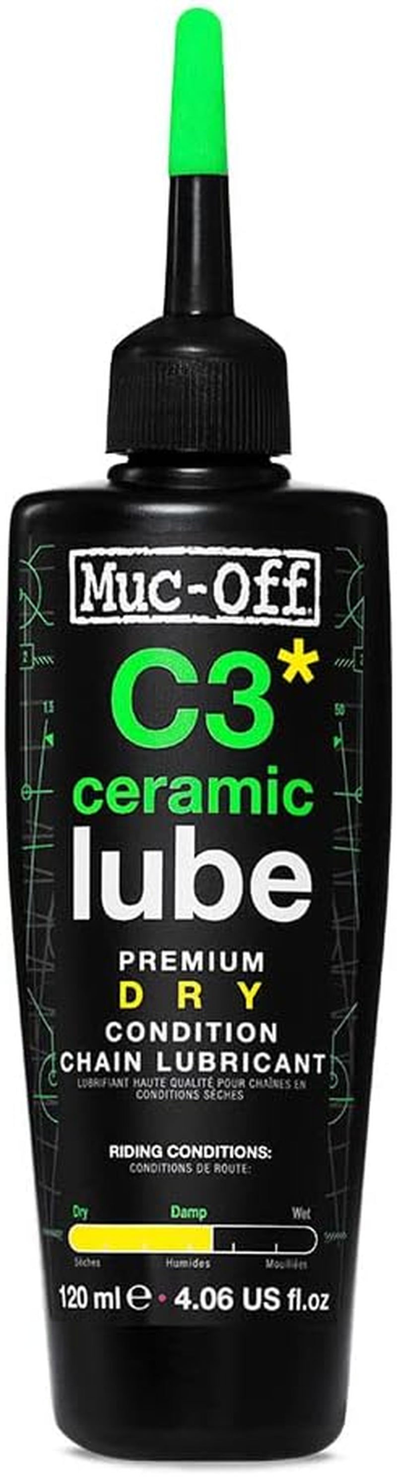 C3 Dry Chain Lube, 120Ml - Ceramic Bike Lube, Bike Chain Oil, Chain Wax for Wet Weather Conditions - Bike Lubricant and Bicycle Chain Oil, 0.120 Litres
