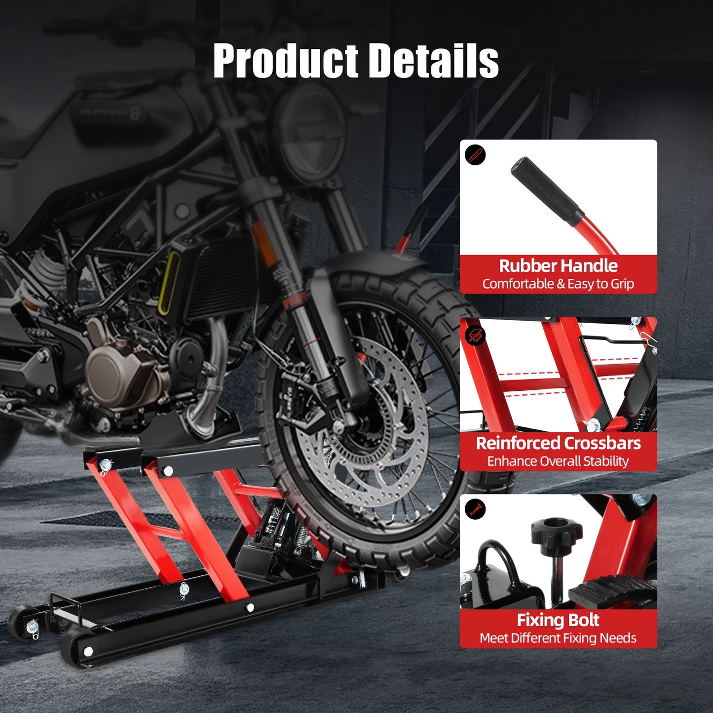 Motorcycle Hydraulic Lift 680Kg/1500Lbs Load Capacity Motorcycle Repair Hydraulic Parking Rack for Garage