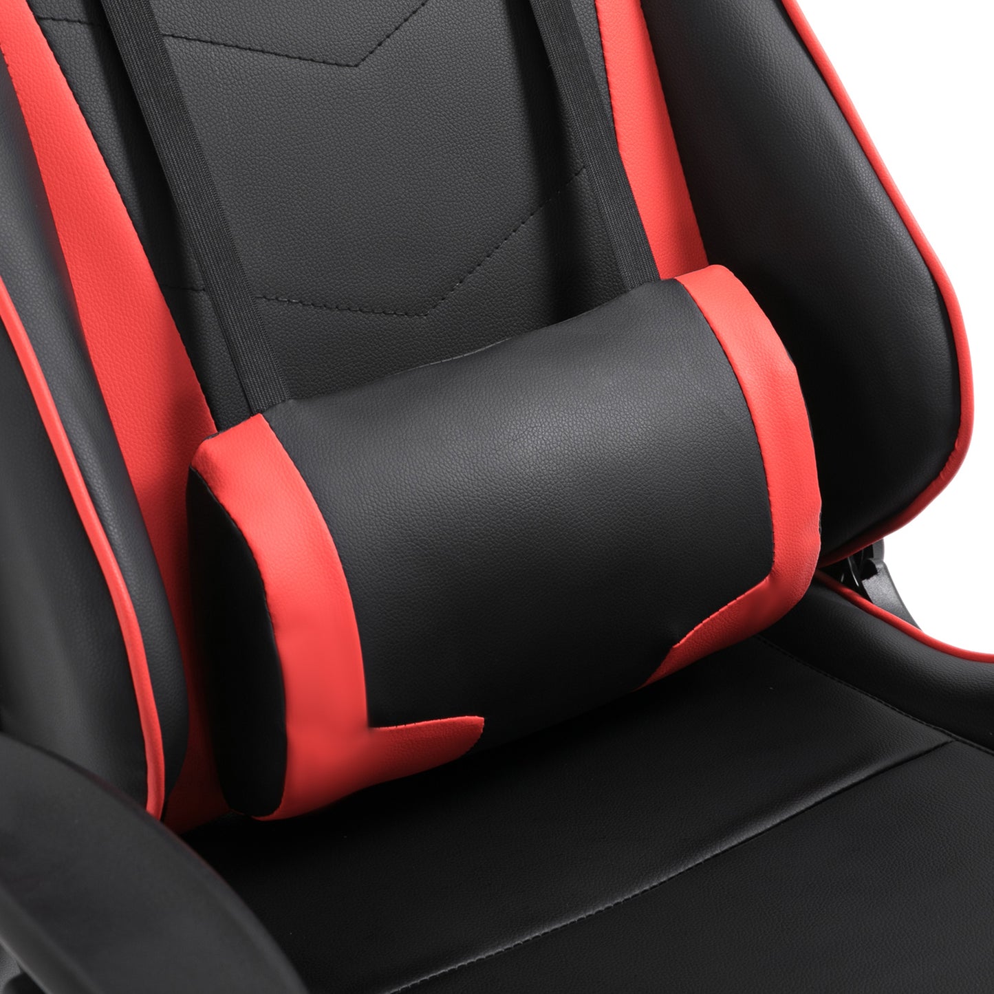 High-Back Gaming Chair Swivel Home Office Computer Racing Gamer Recliner Chair Faux Leather with Footrest, Wheels, Red Black | HOMCOM-7