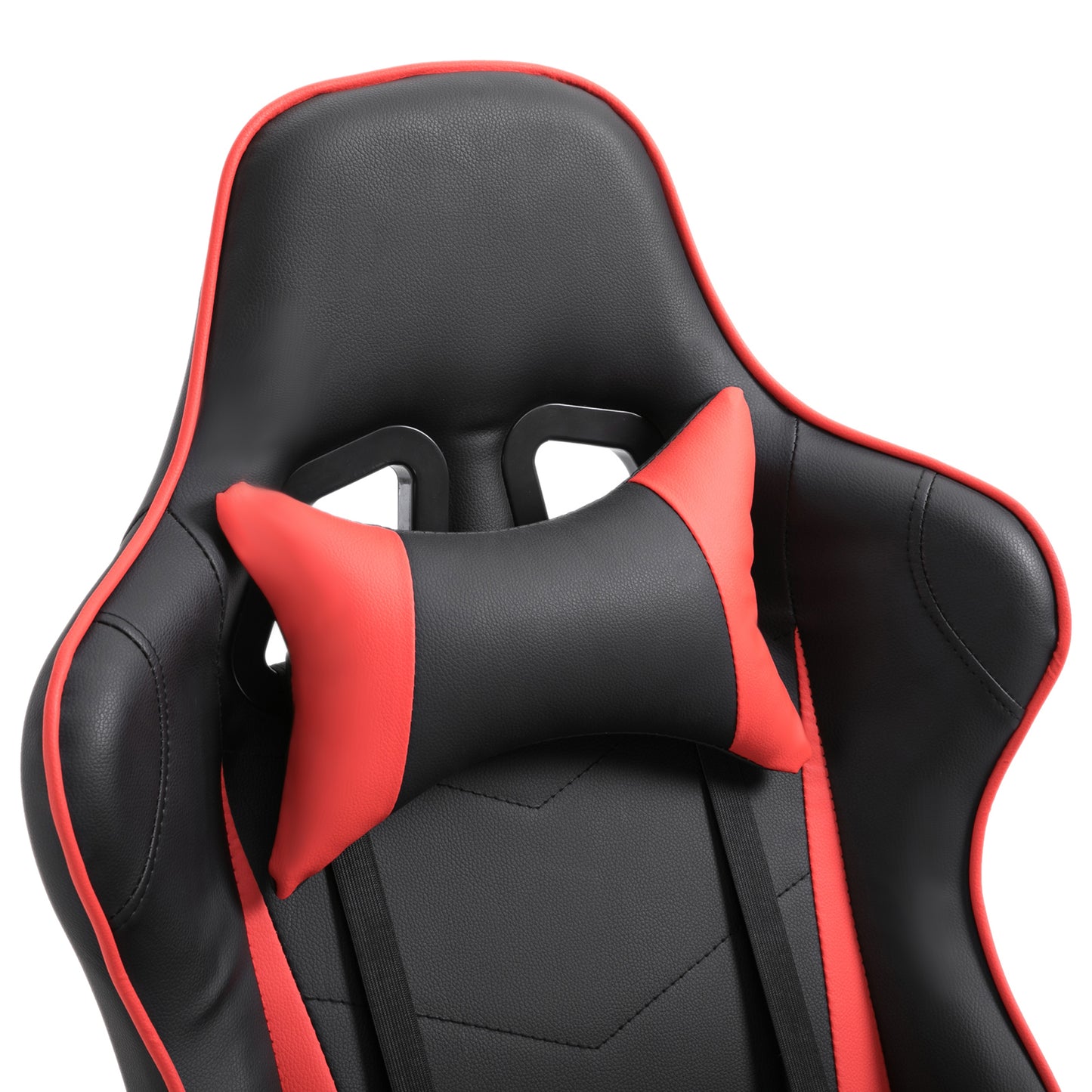 High-Back Gaming Chair Swivel Home Office Computer Racing Gamer Recliner Chair Faux Leather with Footrest, Wheels, Red Black | HOMCOM-6