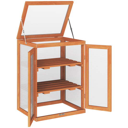 Outsunny Garden 3-Tier Greenhouse Cold Frame Plant Storage Shelf Opening Top