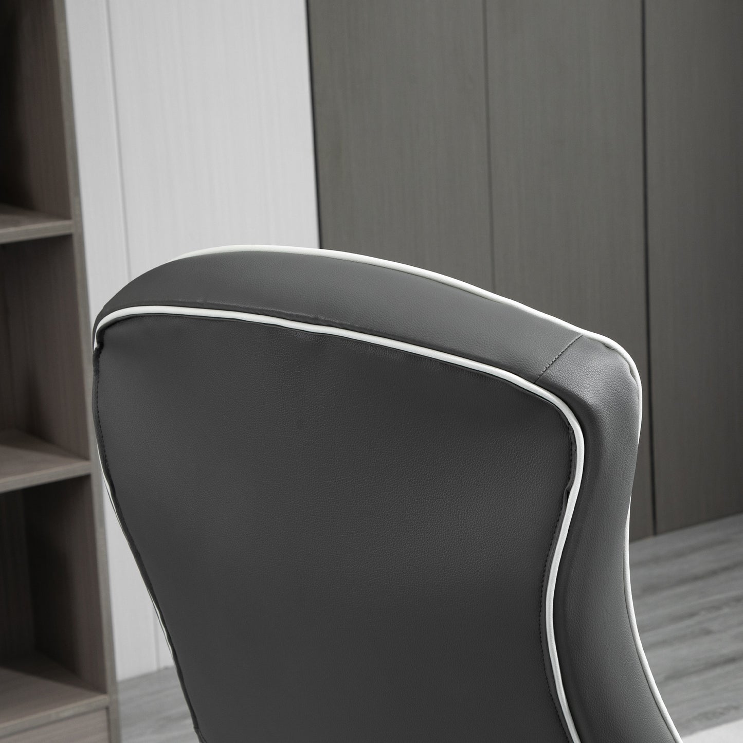 Grey Gaming Computer Desk Chair with Adjustable Height, Swivel Base, PVC Leather Swivel Chair by Vinsetto-7