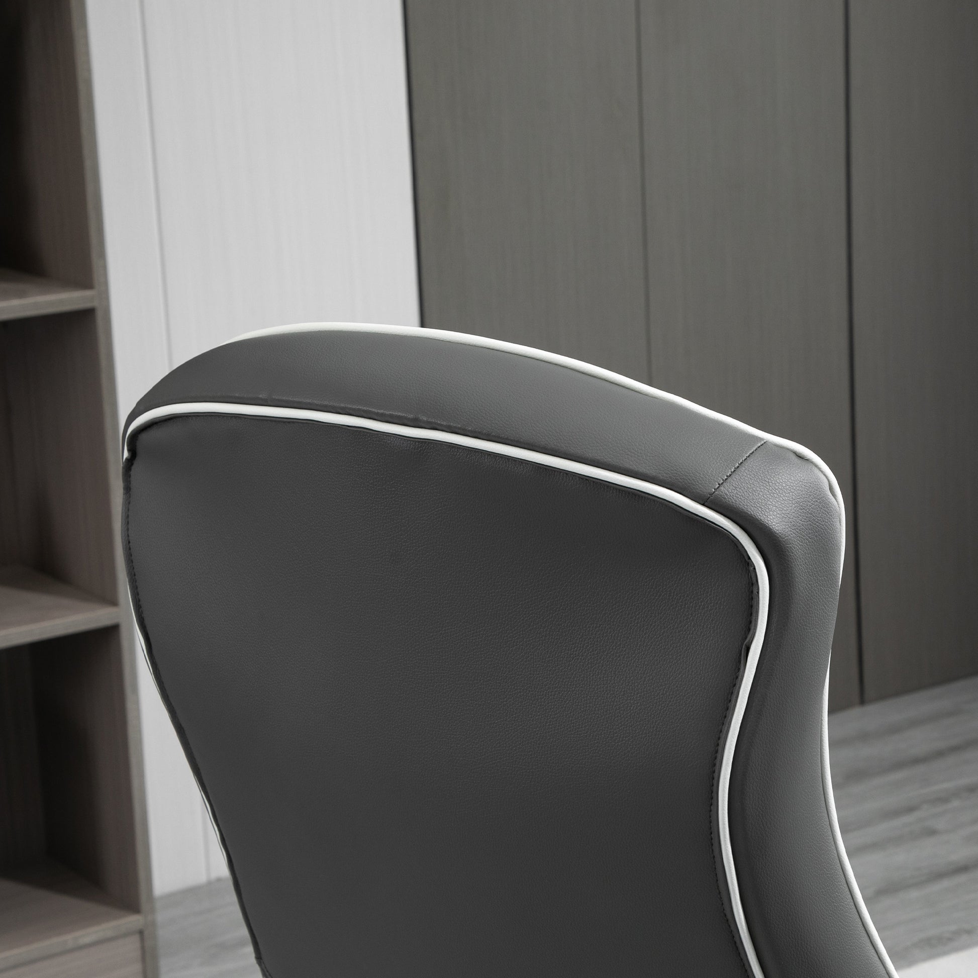 Grey Gaming Computer Desk Chair with Adjustable Height, Swivel Base, PVC Leather Swivel Chair by Vinsetto-7