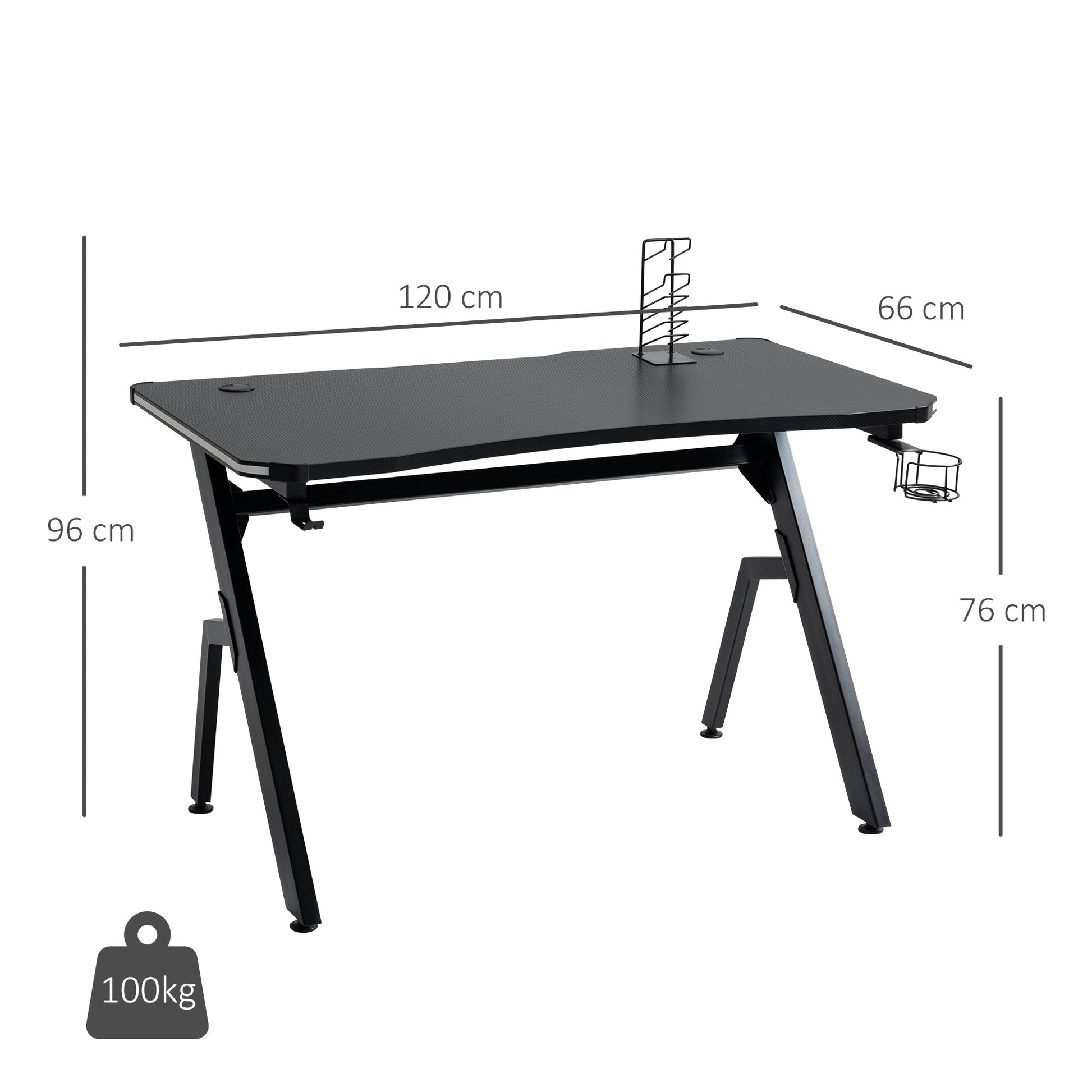 Gaming Desk Racing Style Home Office Ergonomic Computer Table Workstation with RGB LED Lights in Black | HOMCOM-1