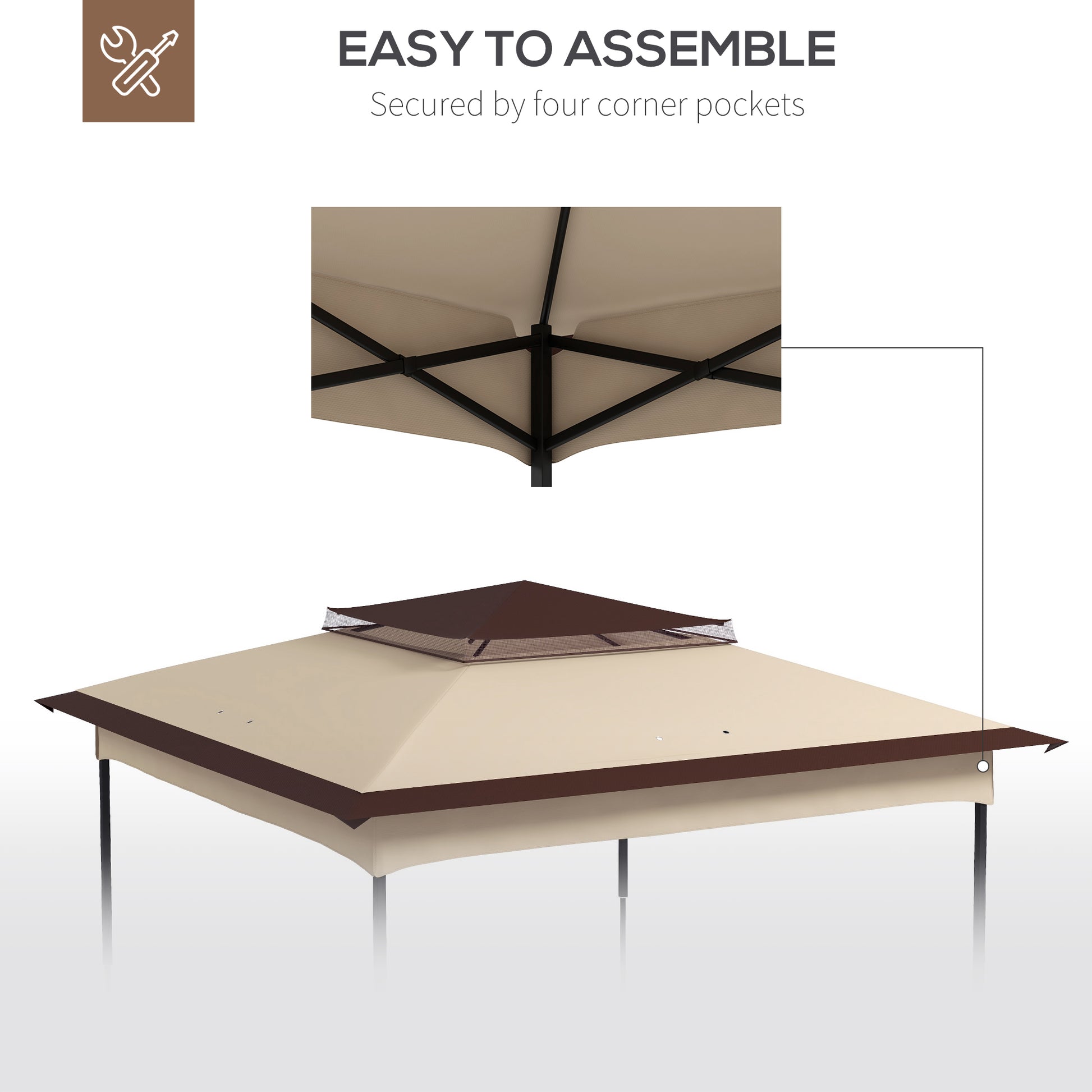 3.25Mx3.25M Pop up Gazebo Roof Replacement, 30+ UV Protection