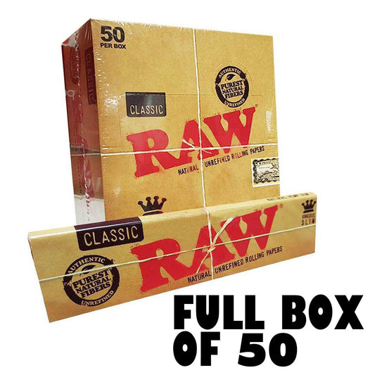 Full Box of 50 RAW Cigarette Rolling Paper Classic Kingsize Slim Free P&P £17.85