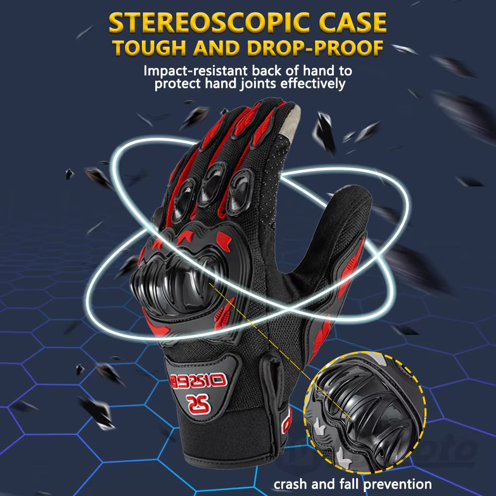 Ummer Breathable Full Finger Motorcycle Gloves Non-Slip Wear-Resistant Motocross Racing Gloves Touch Screen Moto Biker Gloves