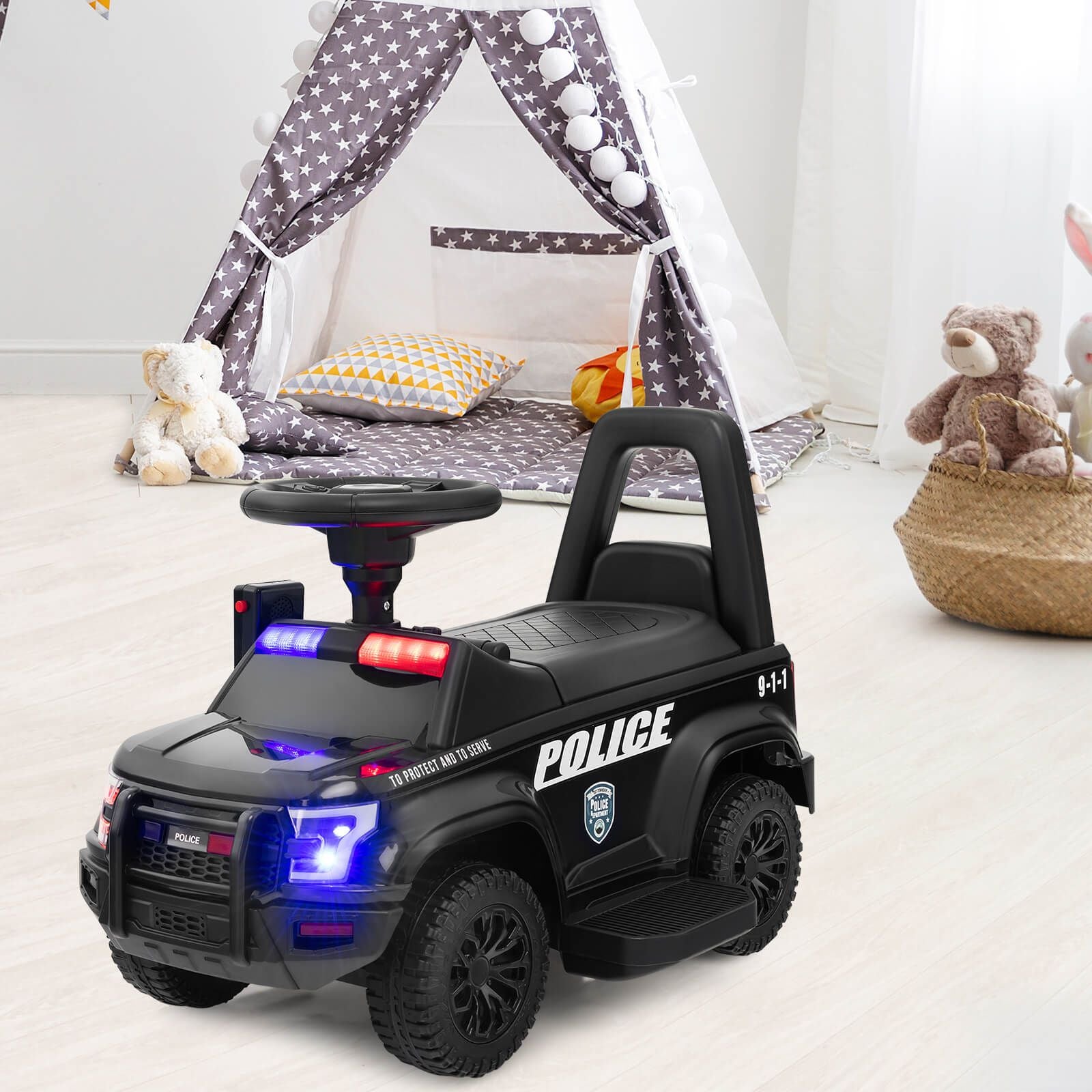 6V Kids Ride on Police Car with Side Megaphone