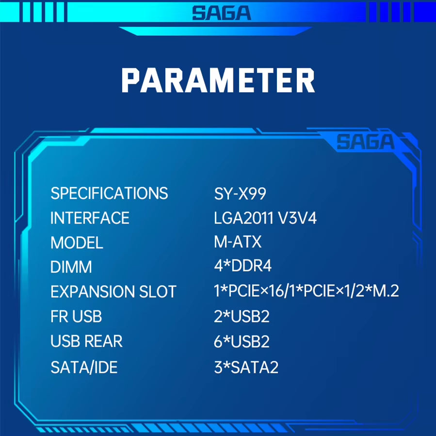 Computer Components X99 Motherboard Set with LGA2011-3 Xeon E5 2650 V3 CPU DDR4 16GB (2*8GB) 2133MHZ RAM Memory Desktop PC