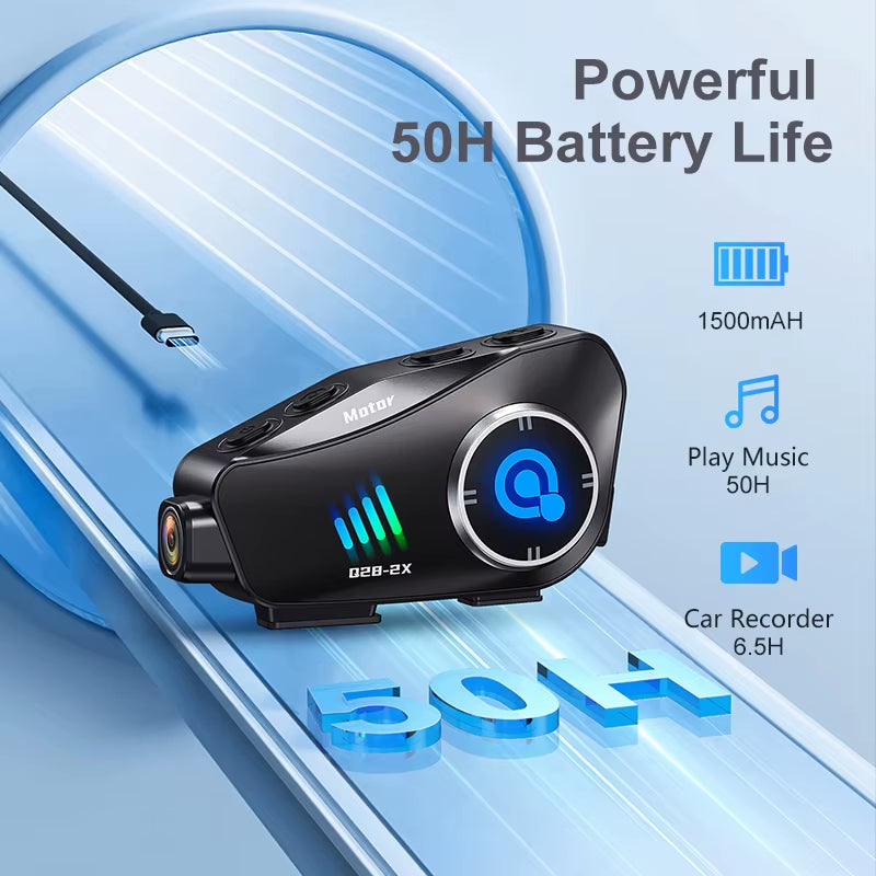 Kebidumei Bluetooth Motorcycle Intercom Helmet Headset 1000M Interphone Music Share Headphone Wifi App Dash Cam Moto Auto Dvr