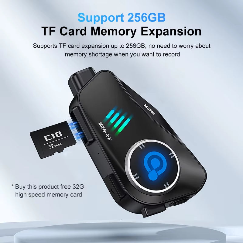 Kebidumei Bluetooth Motorcycle Intercom Helmet Headset 1000M Interphone Music Share Headphone Wifi App Dash Cam Moto Auto Dvr