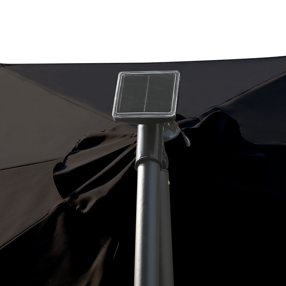 3M Outdoor LED Garden Patio Banana Parasol Hanging Umbrella Cantilever Black