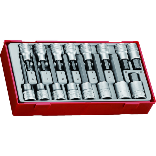 Teng Tools 16-elementowy zestaw grotów wymiennych typu imbus z chwytem kwadratowym 1/2" Teng Tools TTHEX16 (237660105) (237660105)
