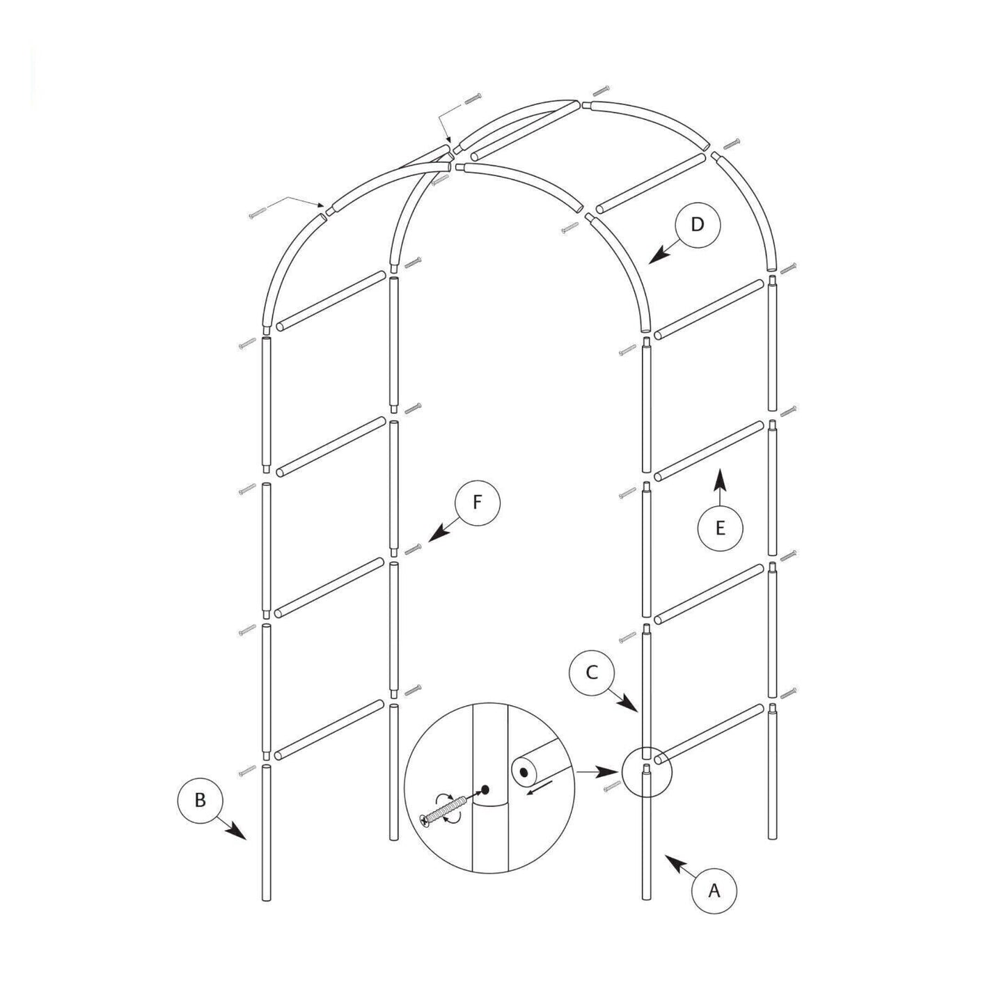 2.4M Metal Garden Arch Heavy Duty Strong Tubular Rose Climbing Plants Archway
