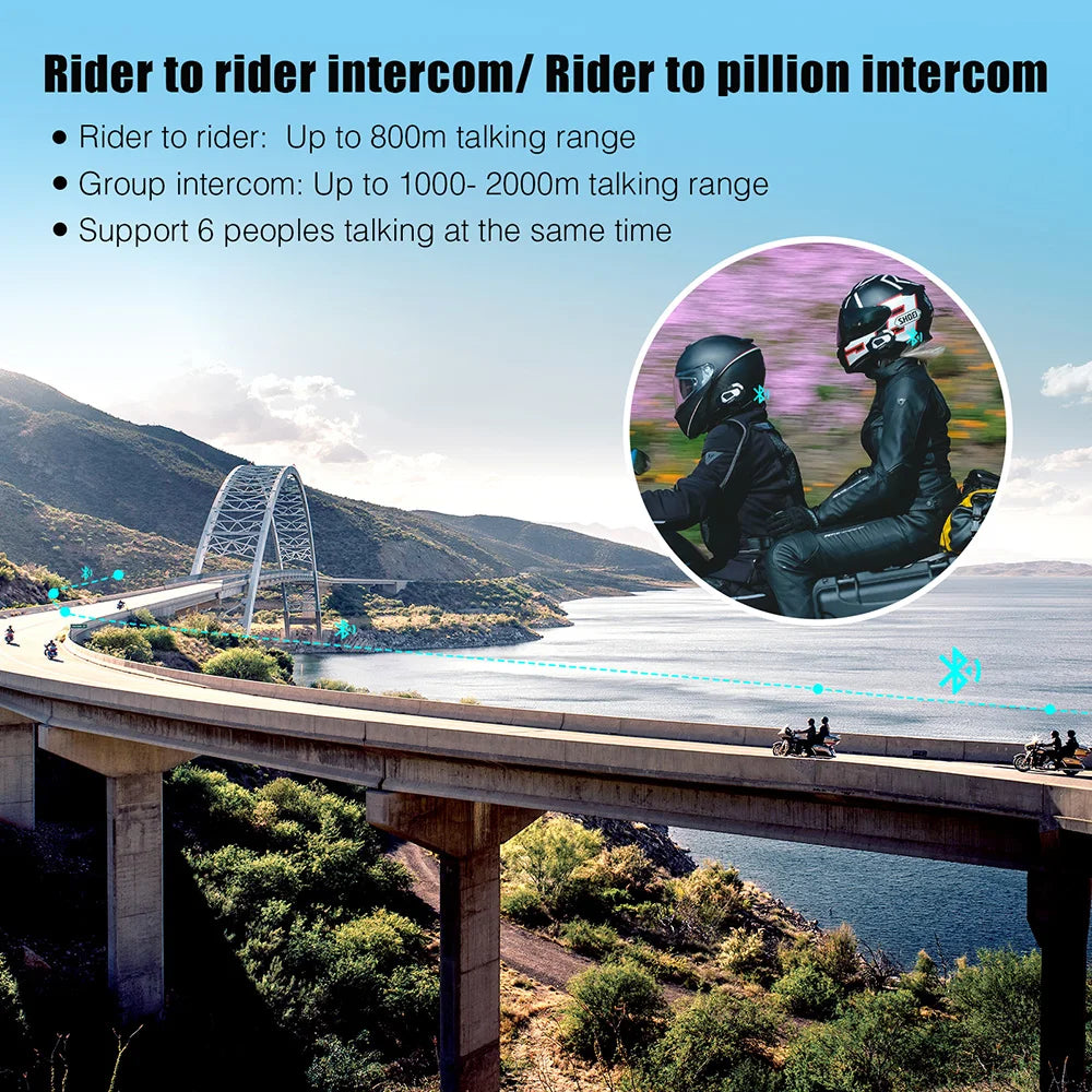 New  Motorcycle Helmet Headset Intercom Bluetooth Music FM Waterproof Moto Helmet Headphones Intercumonicators Earphone