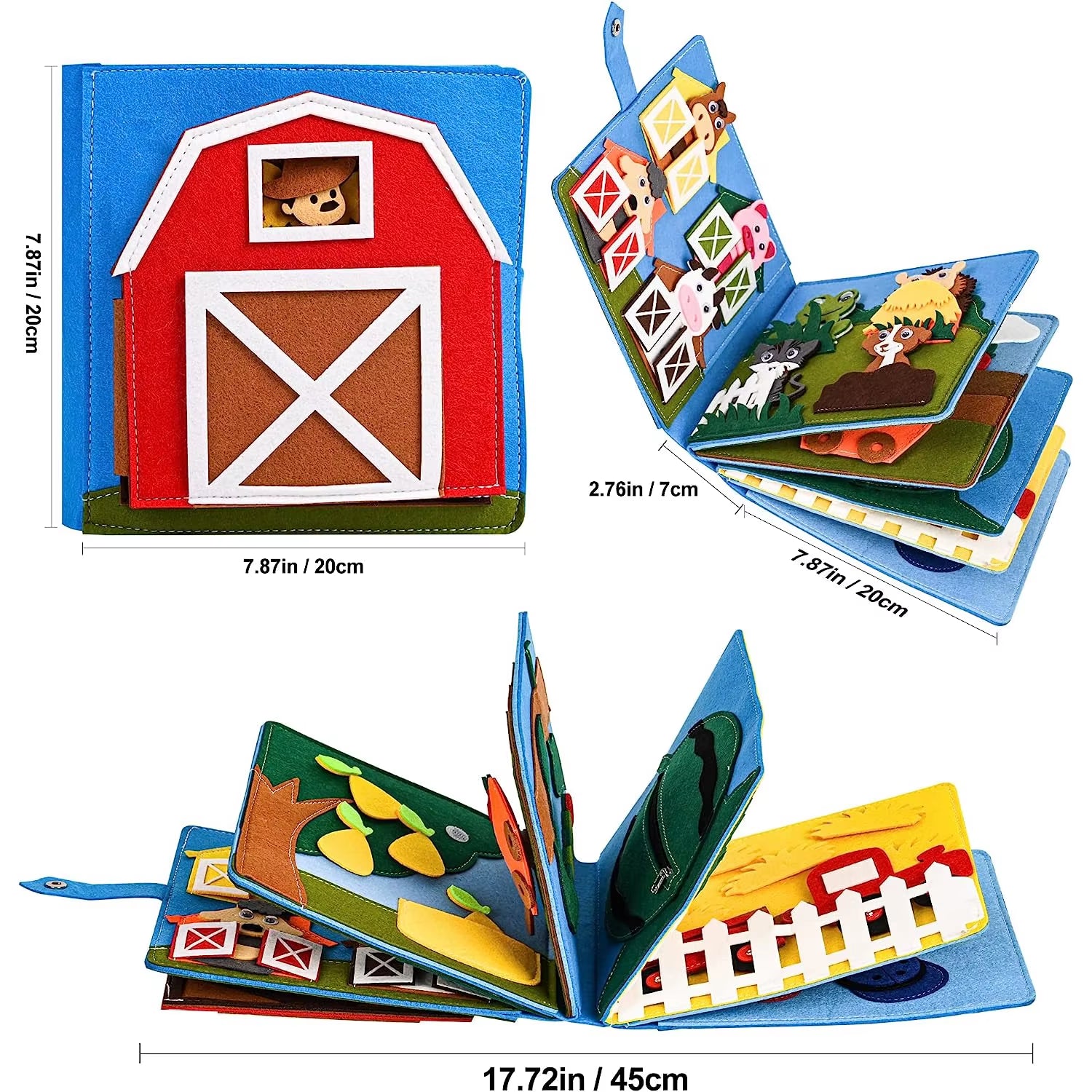 Toddlers Montessori Toys Busy Board Farm Animal Scene Storytelling Activity Toy Quiet Book Felt Activity Educational Sensory Toy