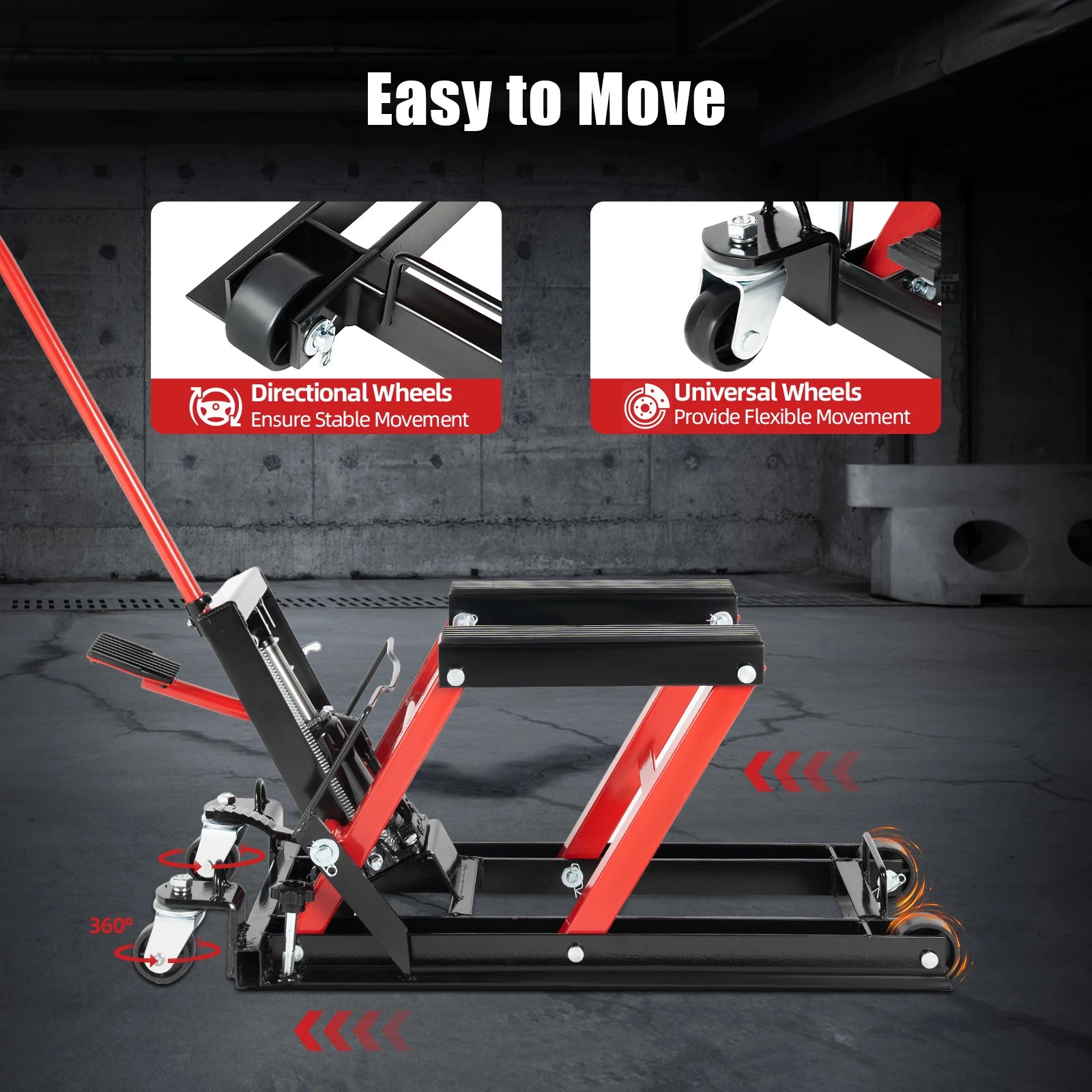 Motorcycle Hydraulic Lift 680Kg/1500Lbs Load Capacity Motorcycle Repair Hydraulic Parking Rack for Garage