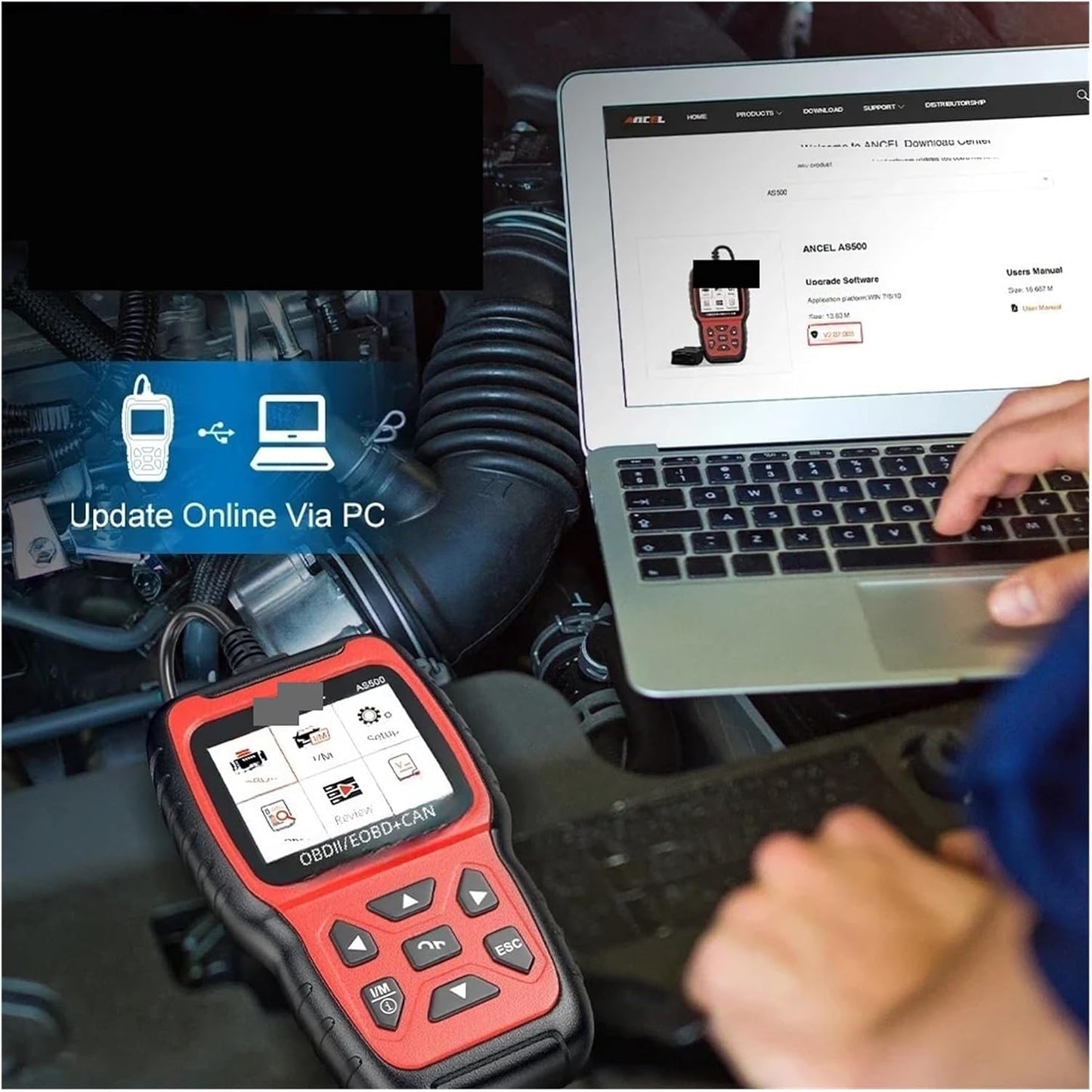 Car Diagnostic Scanner, AS500 OBD2 Scanner Engine Code Reader OBD Auto Diagnose Car Diagnostics Tool OBD2 Automotive Scanner for Car