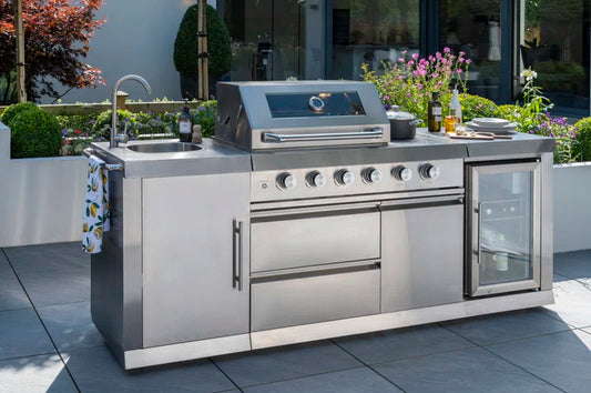 4 Burner Free Standing Liquid Propane Gas Grill with Side Burner and Cabinet