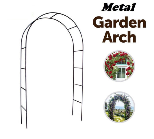 2.4M Metal Garden Arch Heavy Duty Strong Tubular Rose Climbing Plants Archway