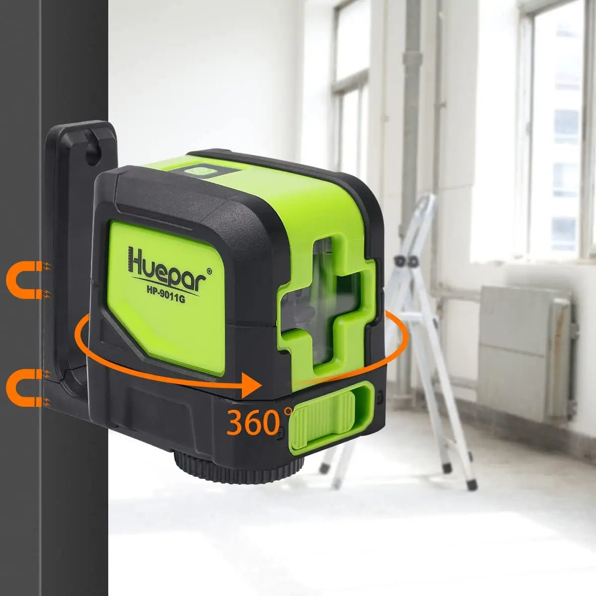 9011G 2 Lines Laser Level Self Levelling (4 Degrees) Green Beam Laser Horizontal & Vertical Cross-Line with Magnetic Base