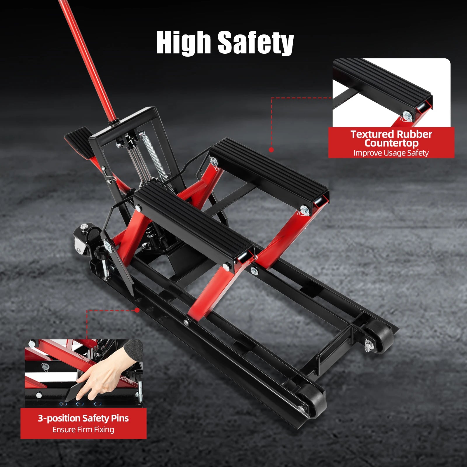 Motorcycle Hydraulic Lift 680Kg/1500Lbs Load Capacity Motorcycle Repair Hydraulic Parking Rack for Garage