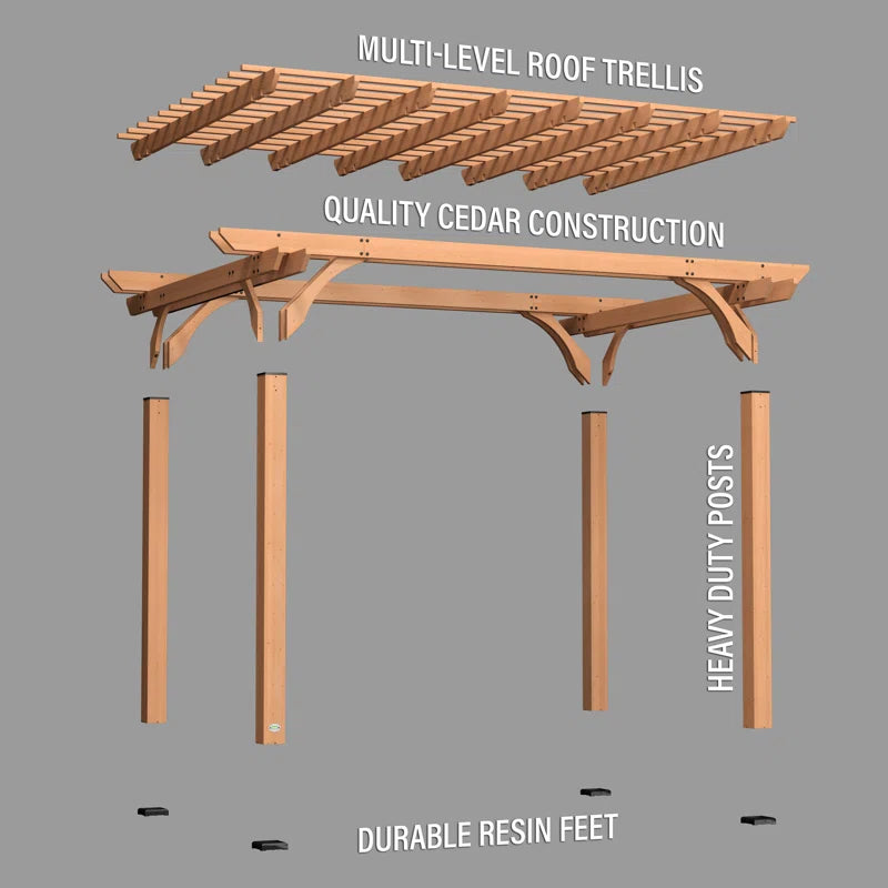 Cedar Wood Pergola 4.3M X 3M (14Ft X 10 Ft)