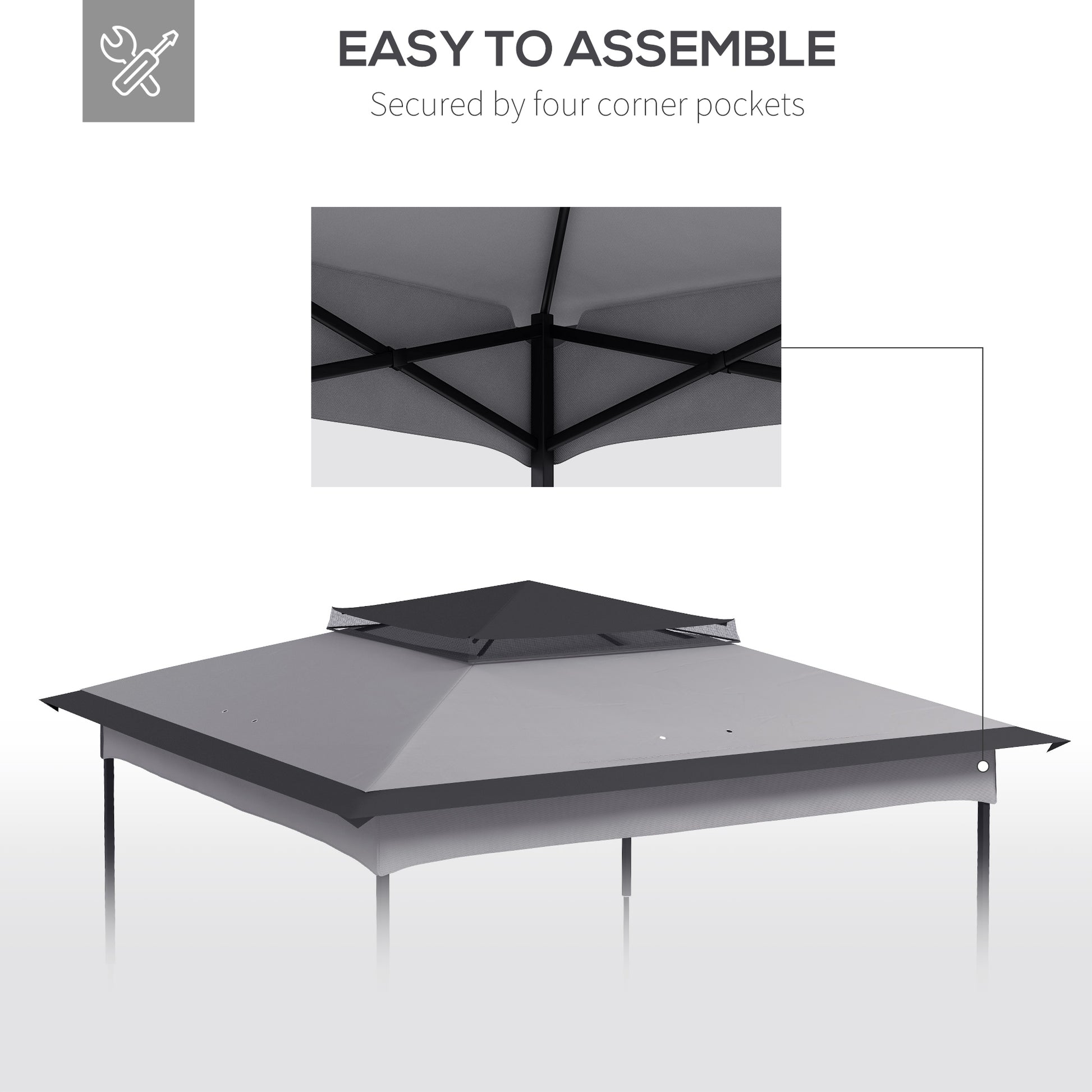 3.25Mx3.25M Pop up Gazebo Roof Replacement, 30+ UV Protection
