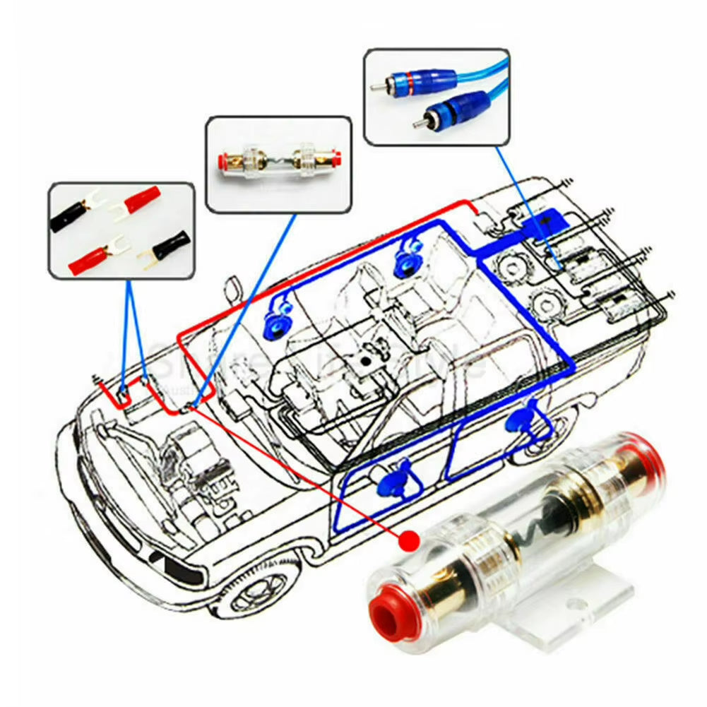 1500W Car Power Amplifier Wiring Kit Audio Subwoofer AMP RCA Power Cable Fuse Kit Car Audio Wire Wiring