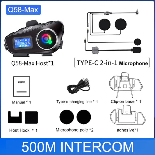 Kebidumei Bluetooth Motorcycle Intercom Helmet Headset 1000M Interphone Music Share Headphone Wifi App Dash Cam Moto Auto Dvr