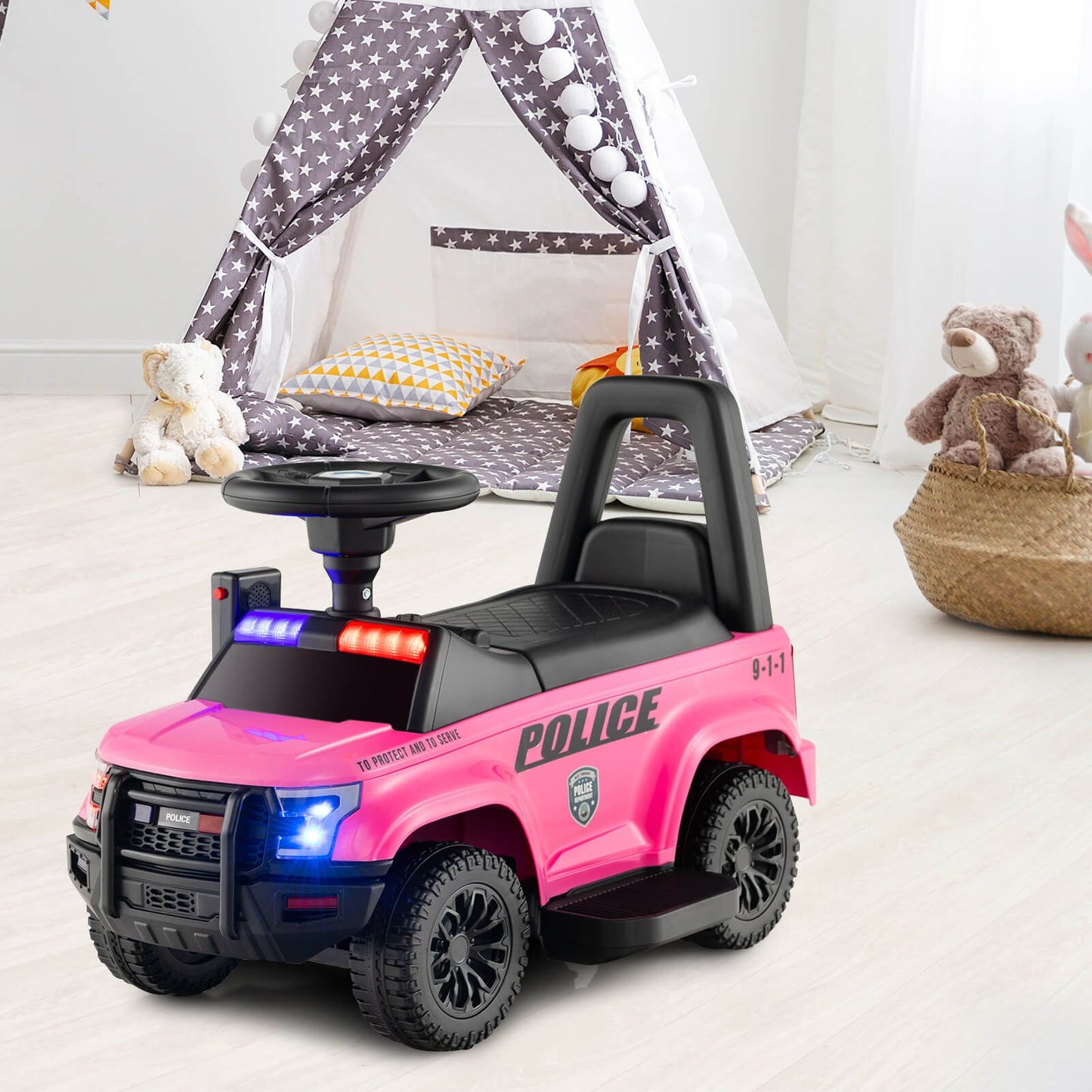 6V Kids Ride on Police Car with Side Megaphone