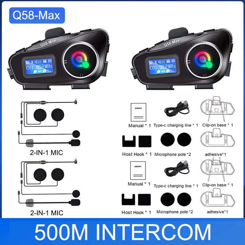 Kebidumei Bluetooth Motorcycle Intercom Helmet Headset 1000M Interphone Music Share Headphone Wifi App Dash Cam Moto Auto Dvr