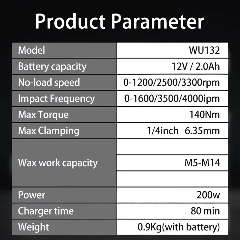 WORX Cordless Impact Screwdriver WU132 140Nm 12V 3300Rpm Brushless Motor Adjust Torque Maintenance Power Tools Electric Drill