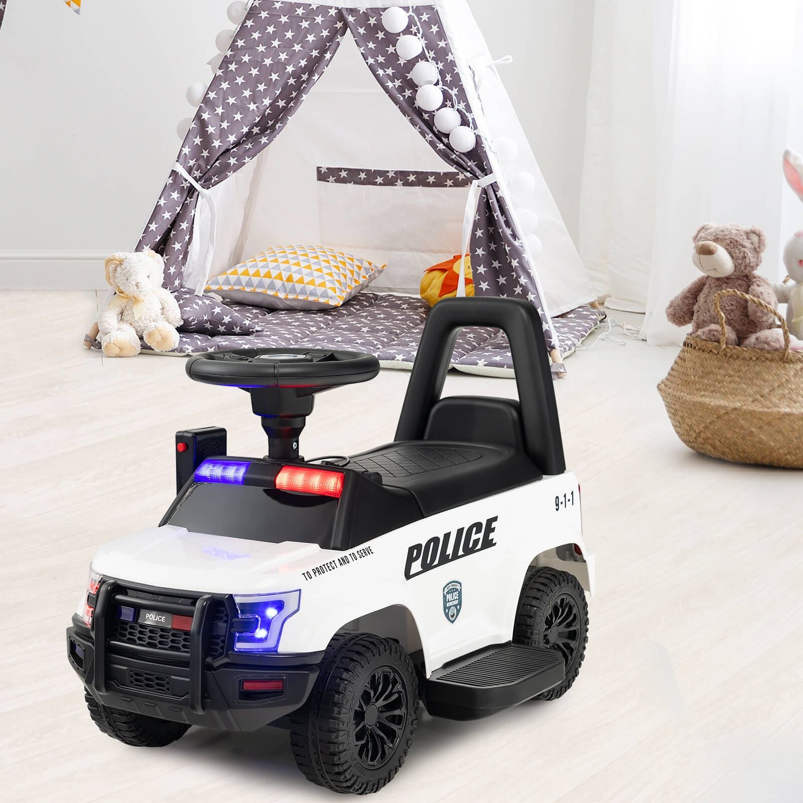 6V Kids Ride on Police Car with Side Megaphone