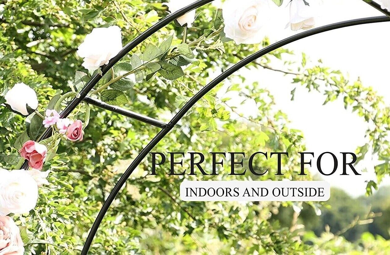 2.4M Metal Garden Arch Heavy Duty Strong Tubular Rose Climbing Plants Archway