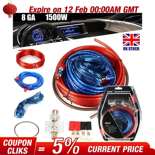 1500W Car Power Amplifier Wiring Kit Audio Subwoofer AMP RCA Power Cable Sub