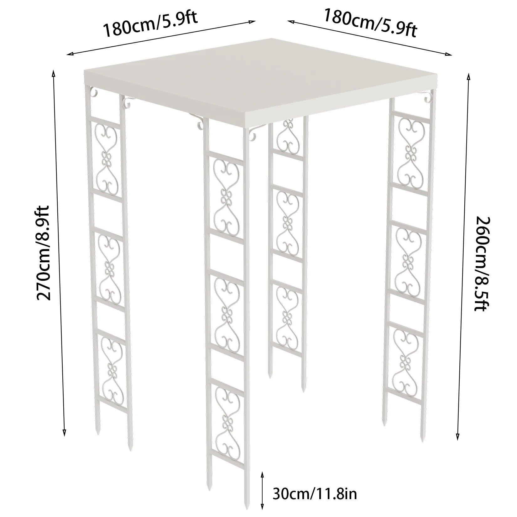 Outdoor Garden Pergola Gazebo Awning Canopy Sun Shade Shelter Metal Trellis Roof Wedding Ceremony Arch