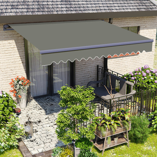 2X1.5M Patio Awning Manual Garden Canopy Sun Shade Retractable Shelter Grey UK
